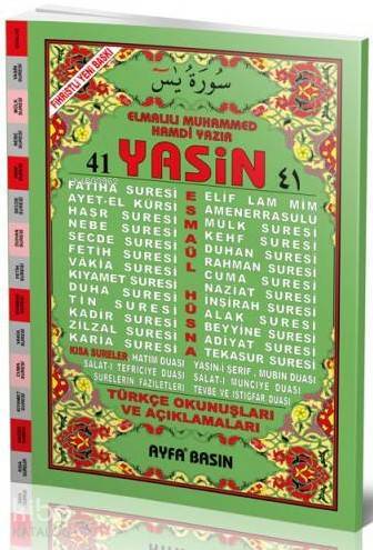 41 Yasin (Ayfa-073, Cami Boy, Fihristli, Türkçeli)