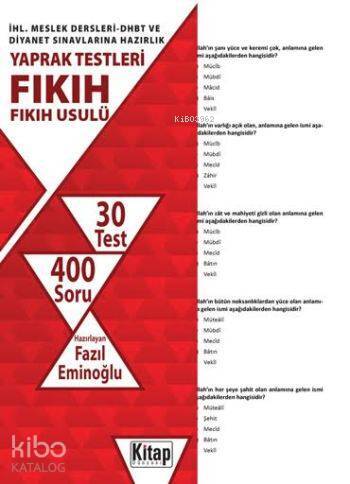 Fıkıh-Fıkıh Usulü; İHL. Meslek Dersleri-DHBT ve Diyanet Sınavlarına Hazırlık - Yaprak Testleri - 1