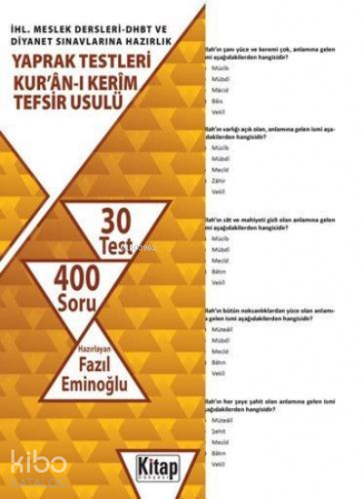 İHL. Meslek Dersleri-DHBT ve Diyanet Sınavlarına Hazırlık Yaprak Testleri Kuran-ı Kerim;Tefsir Usulü - 1
