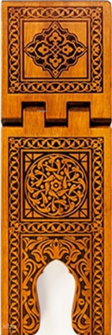 TS010-Selçuklu Yakma Desenli Ahşap Rahle - Battal Boy - 1